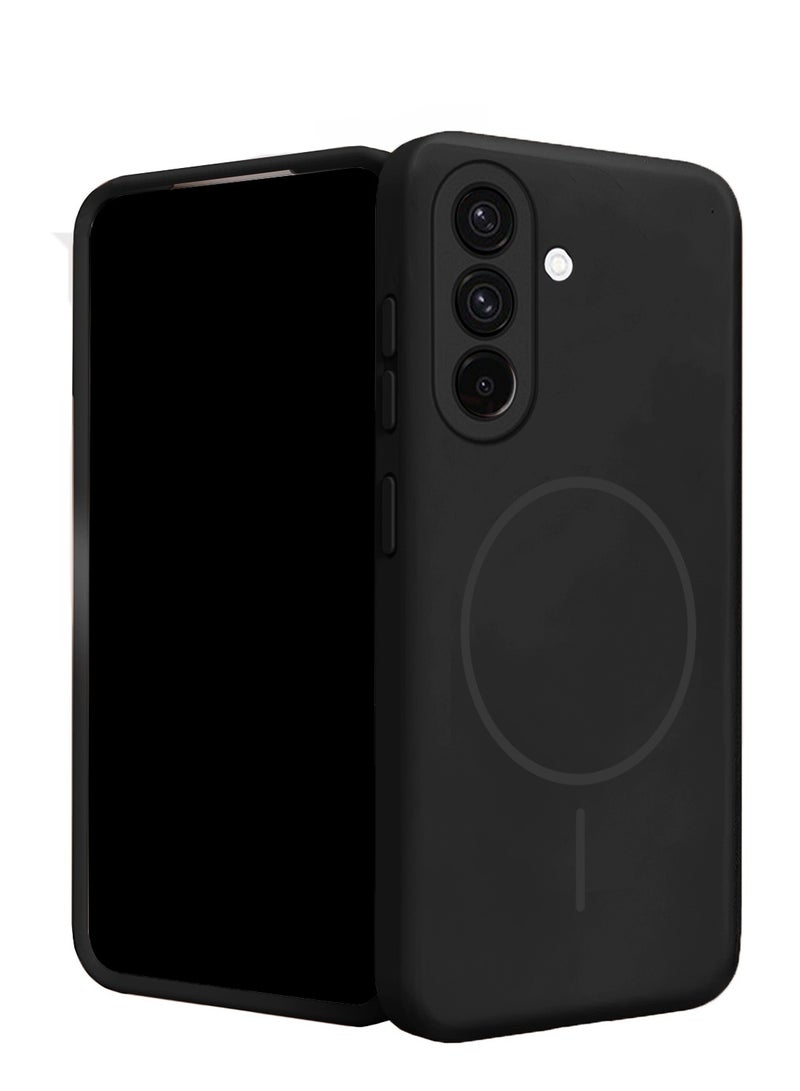 دبليو تيك سامسونج جالاكسي A37 5G 2026 غطاء حماية من السيليكون السائل الفاخر متوافق مع حلقة Magsafe الرقيقة (MCMPMN) - أسود - Image 2